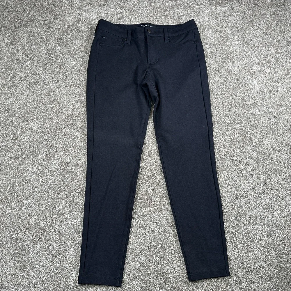 Liverpool Black Mid-Rise Skinny Crop Jeggings 5 Pocket Stretch Size 4 /27 Petite